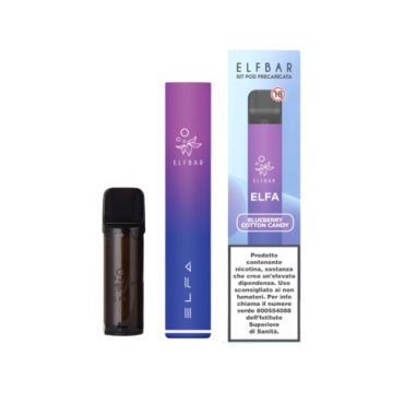 ELFA ELF BAR - BLUEBERRY COTTON CANDY - RICARICABILE POD MOD e POD PRECARICATA 500 mAH 